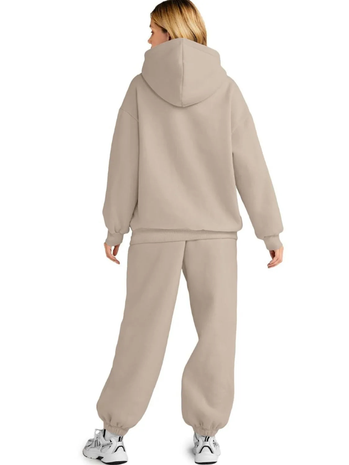 Plus size Tikibella™ full size hoodie with kangaroo pocket and matching joggers set in a cozy, casual style.
