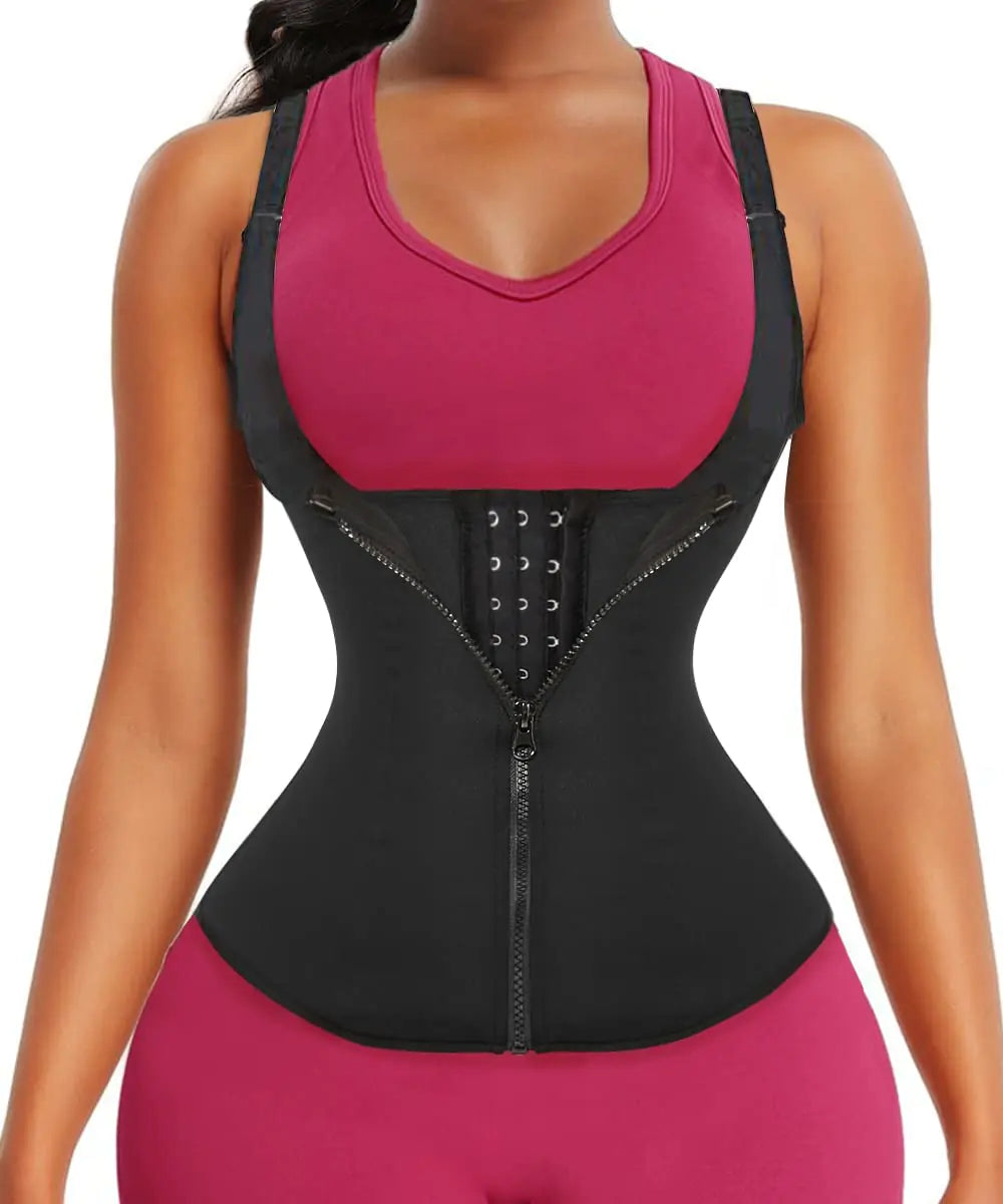 GainKee Vest Waist Trainer for Women Waist Cincher for Women Workout Corset Waist Trainer Cincher (6X-Large Vest) Black - Tikibella™