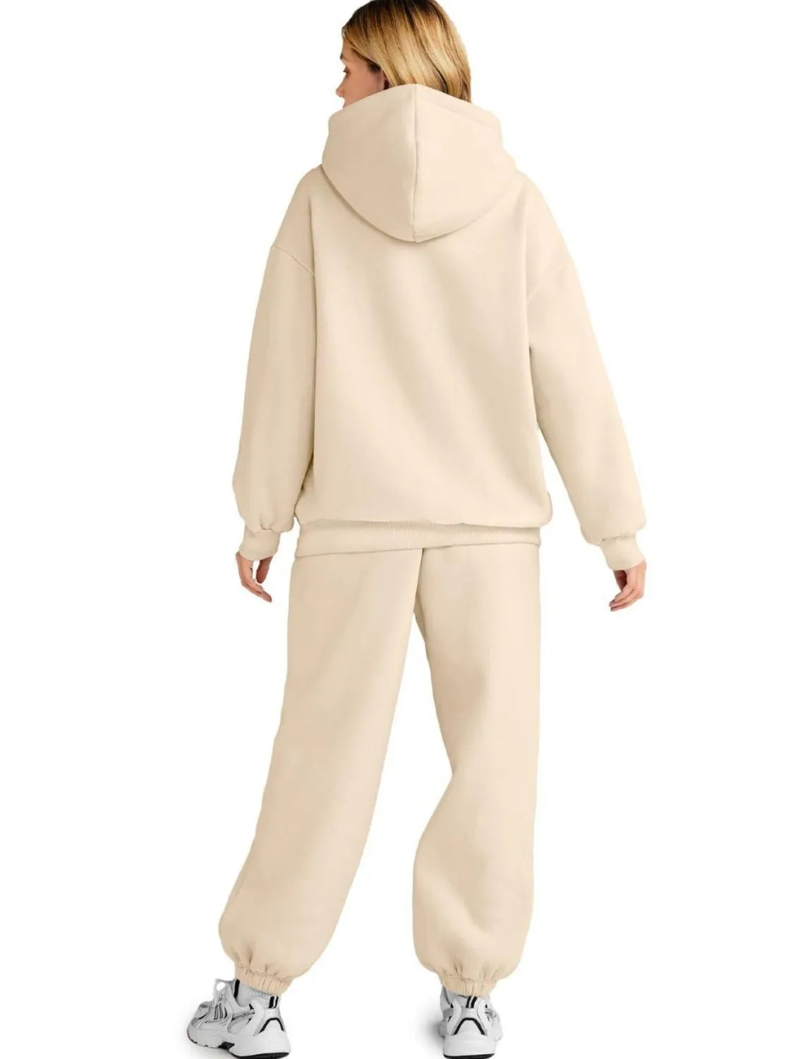 Plus size Tikibella™ hoodie and joggers set with kangaroo pocket in a casual style, displayed on a neutral background.